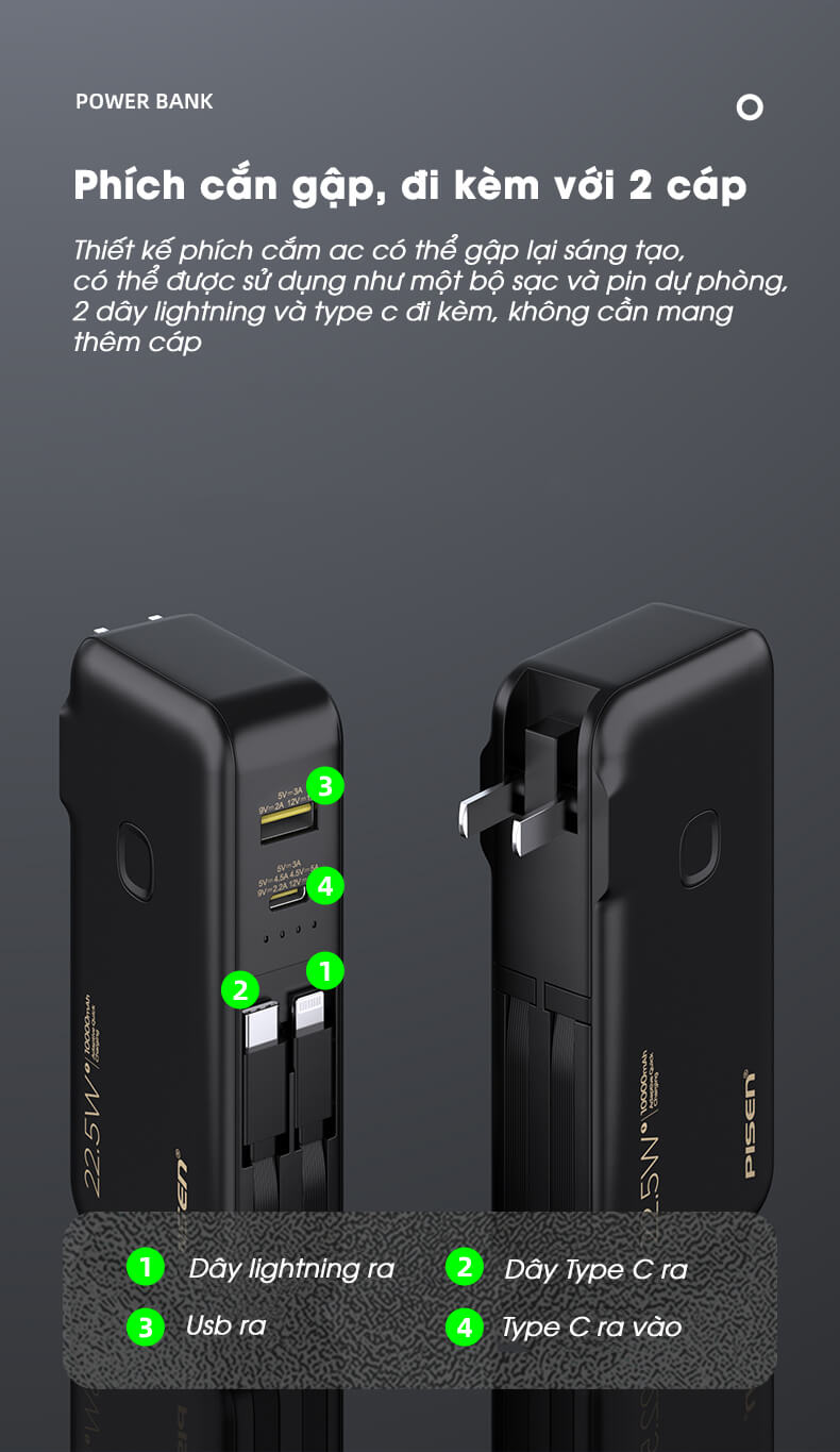 sạc dự phòng pisen