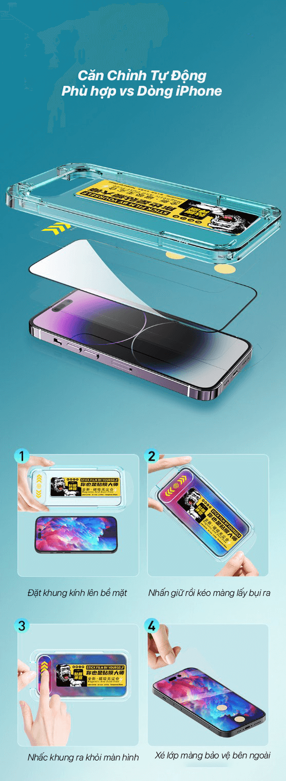 Kính Cường lực KingKong Khung Tự Dán