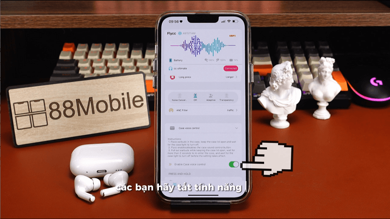 Hướng dẫn tắt tiếng hộp sạc Airpods Pro 2 Hổ Vằn